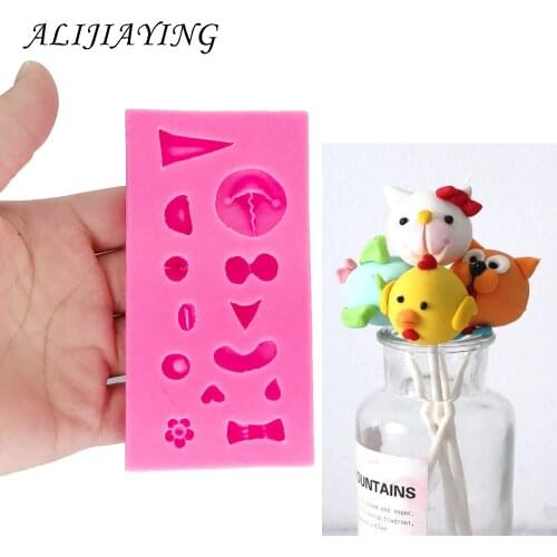 DIY Animal mouth eyes ears nose bow silicone mold cake fondant decorating tool polymer clay resin mould D1393