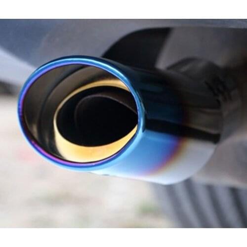 Universal Enamel Fits Tip Pipe Stainless Steel Slant Burnt Exhaust Tail Muffler for 1.5-2.2L Car Vehicle