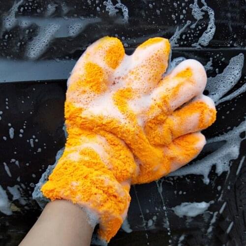 Car Wash Mitt-1 Pack Coral Fleece Wash Mitt,Extra Large Size Microfiber Towel- Lint Free - Scratch Free