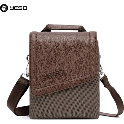 YESO Brand Waterproof Nylon and PU Leather Vintage Men Messenger bags Crossbody Bags Handbag Cross Body for Ipad Mini