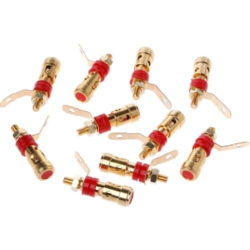 10PCS Brass Speaker Binding Post Spring Loaded Press Subwoofer Basket Terminal