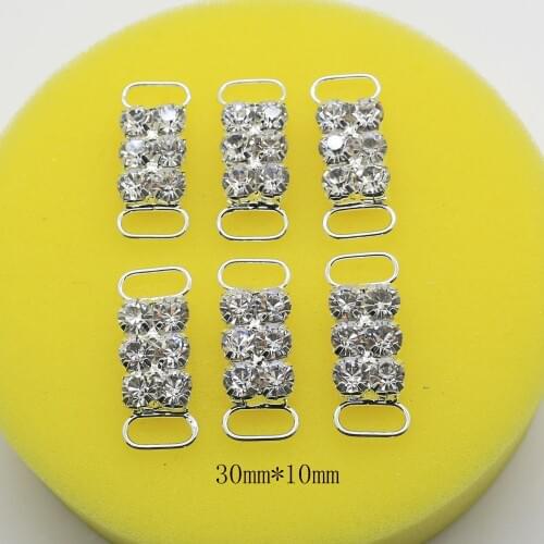 10pcs/lot Crystal Rhinestone bikini connectors buckle/ Bag shoes clothing decoration buckle beachwear connector buckle