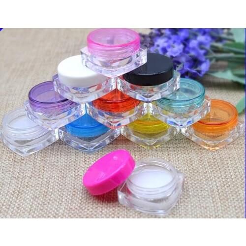 100pcs,5ml Clear Plastic jar, empty cosmetic containers,Eyeshadow Cream Box,Small Sample Makeup Sub-bottling nail powder case