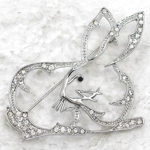 12pcs/lot Wholesale Bunny Rabbit Rhinestone Pin brooches Easter brooch jewelry gift C101965