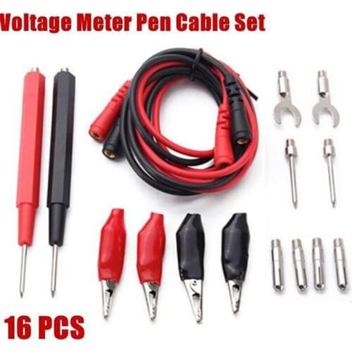16pc in 1 set Universal Digital Multimeter Probe 90cm Needle Tip Probe Test Leads Pin Wire Pen Cable Test Line Assortment Kit