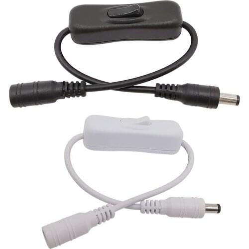 2Pcs Light Switch DC 12V Male Female Power Cable 5.5x2.1mm DC Plug Jack Connector ON OFF Inline 304 Switch for LED Strip Light