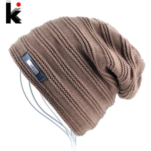 Winter beanie unisex mens Skullies hat stripe cap knitted hat bonnet plus velvet caps for women beanies gorros