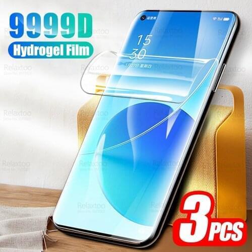 3pcs Full Curved Hydrogel Film For Oppo Reno6 Pro Reno 6 Z 6Z 6Pro 5G Reno6Z Reno6Pro Soft Protective Screen Protector Not Glass