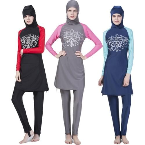 4XL 2019 Muslim Women Swimwear Islamic Swimsuit For Women Hijab Swimwear Full Coverage Swimwear Muslim Beachwear Swim Suit