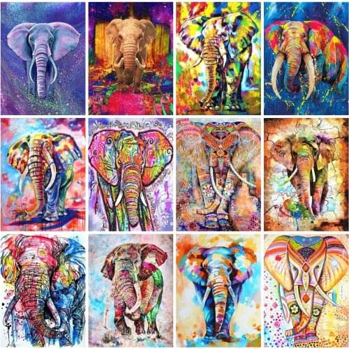 5D Diamond Embroidery Animals Color Elephant Full Drill Square Cross Stitch Diamond Mosaic Art Handmade Home Decor Gift
