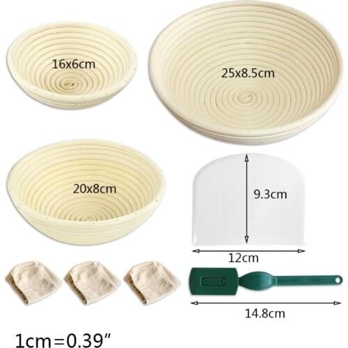 8 PCS Wicker Bread Fermentation Basket Natural Round Wicker Basket for french Bread Dough Rattan DIY Tool Home Bakers