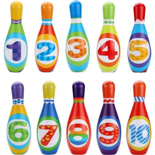 1 Set Large PU Solid Bowling Ball Kit Portable Children Sports Plaything Children Colorful Sports Toy