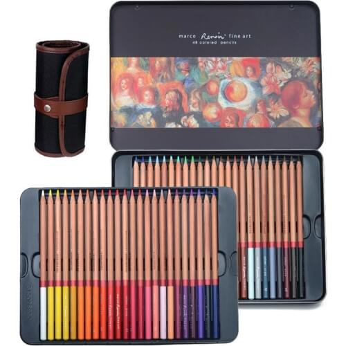 Marco Renoir premier Colored Pencils, 100 colors crayon set, oil paint pastel skin paragraph fluorescent lapis de cor pencil