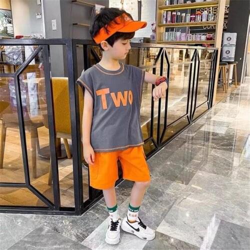 Kids Tracksuit Vest+Shorts Boy childrens Basketball Suit Baby Boy Basketball Clothes Set For 2-12Y Child Football Training Suit