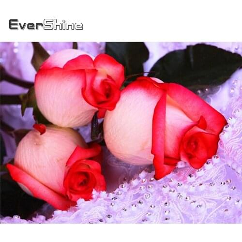 EverShine 5D DIY Diamond Painting Flowers Cross Stitch Handicraft Diamond Embroidery Rose Rhinestones Pictures Decor For Home