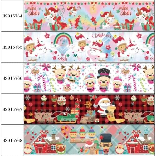 HuangTao 22MM 25MM 38MM 50MM 75mm Printed Pattern on Grosgrain Ribbon for diy ribbon