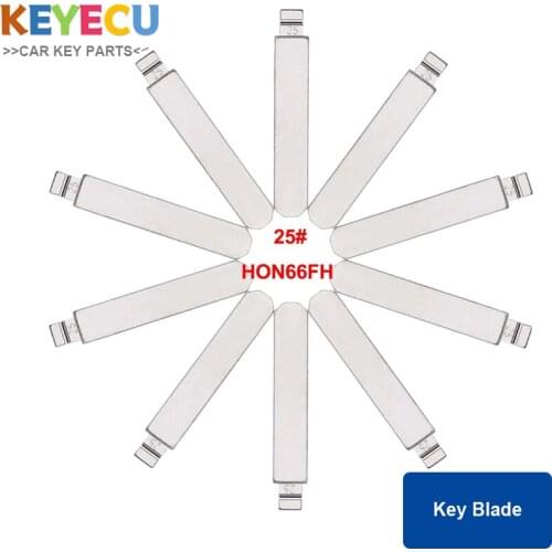 Keyecu 10 Pieces 25# HON66FH Universal Flip Blank key Blade for Honda Accord(2.4/3.0) Civic Fit City New Odyssey for KD remotes