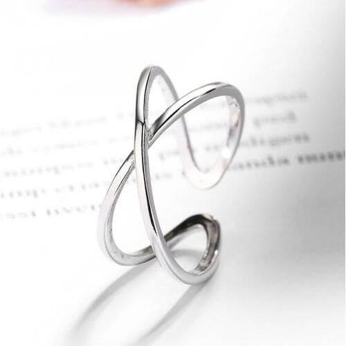 Korean Open Adjustable Cross Finger Rings for Women Wedding Ring Jewelry Valentines Day GIFT