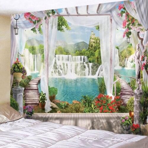 Beautiful Natural Forest Printed Large Wall Tapestry Sea View Hippie Wall Hanging Bohemian Wall Tapestries Mandala Wall Decor