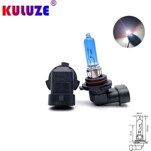 KULUZE 2 Pcs 9005 HB3 12V 65W 5800K Car Headlight Super White Auto Lights P20d 100W Halogen Bulb High Quality Quartz Car Lamps