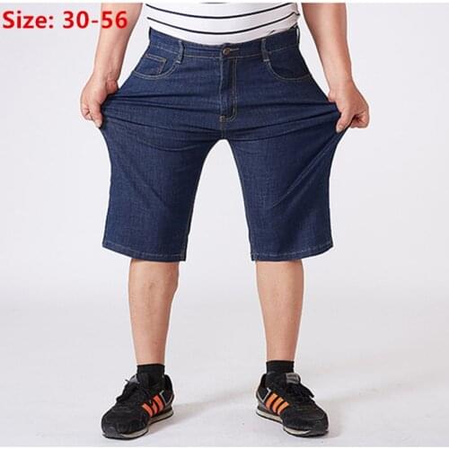 Summer Denim Shhorts Stretch High Waist Plus Size 42 46 48 52 56 Loose Elastic Extra Large Jean Bermuda Male Half Trouseres