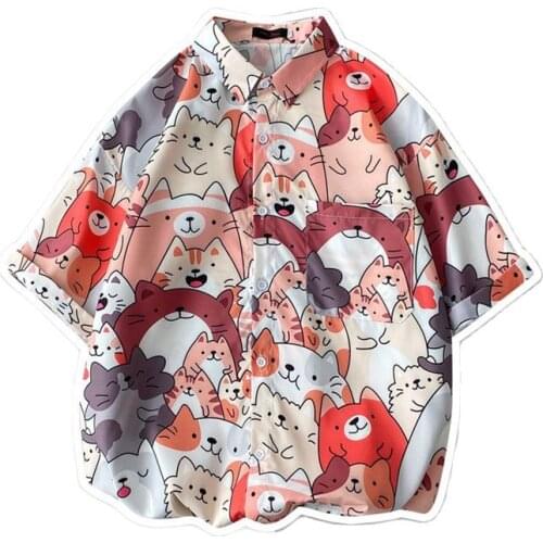 Summer Printed Casual Shirt Men Women Hawaii Short Sleeve Anime Cartoon Graphic Beach Shirts Japan Style Floral Oversize Clothes
