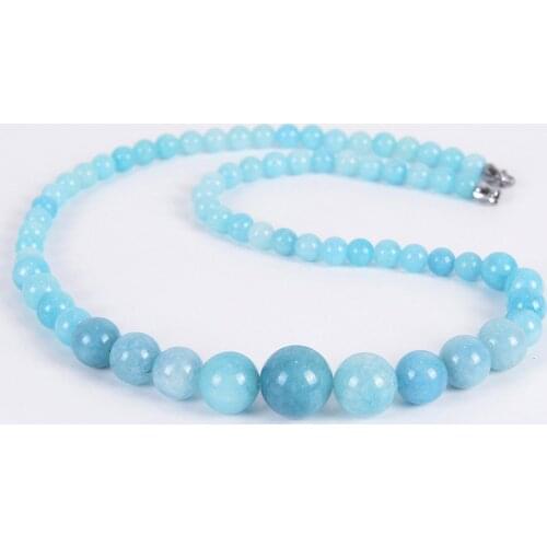 Fashion Round Bead Light Yellow Stone Necklace Natural Stone 6-14mm Yoga Balance Reiki Healing Women Jewelry J007