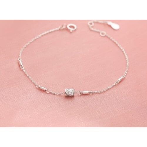 Fashion 925 Sterling Silver Link Chain Simple Geometric Charm Bracelet &Bangle For Women Girls Wedding Jewelry Party SL400