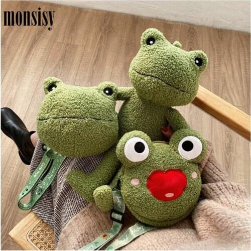 Monsisy Frog Toy Plush Doll Bag Girl Boy Stuffed Animal Plush Toy Kid CrossBody Shoulder Bag Backpack Coin Purse Children Wallet