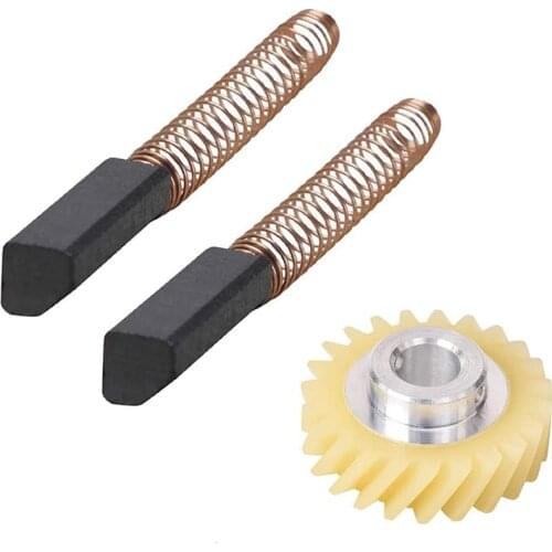 AD-W10112253 9706416 Motor Brush W10380496 4162897 Mixer Worm Drive Gear for Kitchenaid Stand & A Pair of Motor Brushes