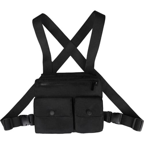 Men Chest Utility Bag Multi-Function Pocket Fashion Strap Vest Hip-Hop Street Wear Chest Bags for Women