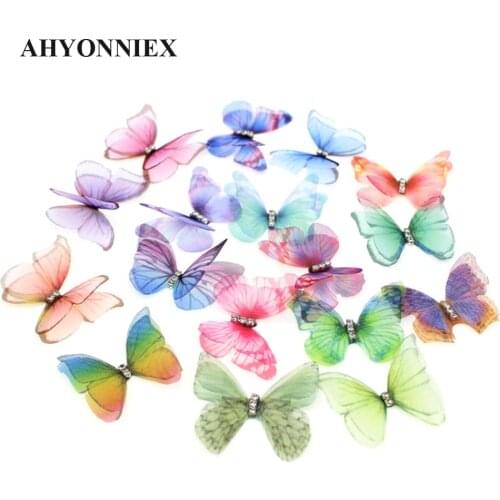 10PCS Sew On Patches For Clothing Multicolor Butterfly Embroidery Patch Appliques Badge Stickers For Clothes 38x30mm