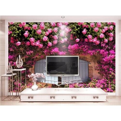 Custom mural photo 3d wallpaper Pink rose flower background picture room decor painting 3d wall murals wallpaper for wall 3 d