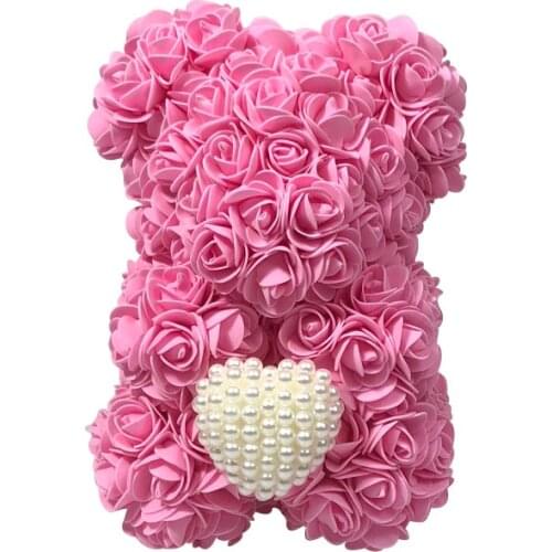 2021 Newly 25cm Artifical PE rose bear teddy elegant pearl heart Valentine mothers day gifts wedding birthday party decoration