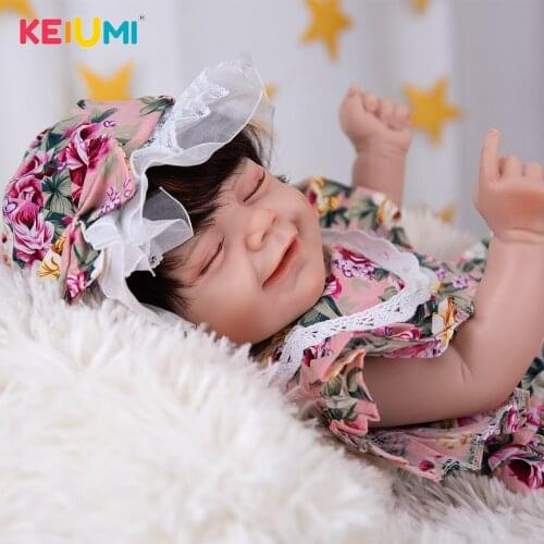KEIUMI 19 Inch New Arrival Like Sleeping Reborn Baby Girl Orange Flower Skirt Well Packaged For Birthday Gift