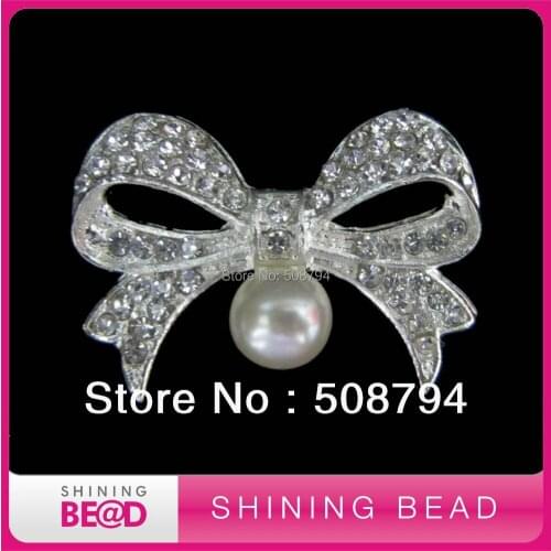 Flat back pearl rhinestone brooch for bouquet,free shipping, pearl rhinestone brooch for wedding invitation card