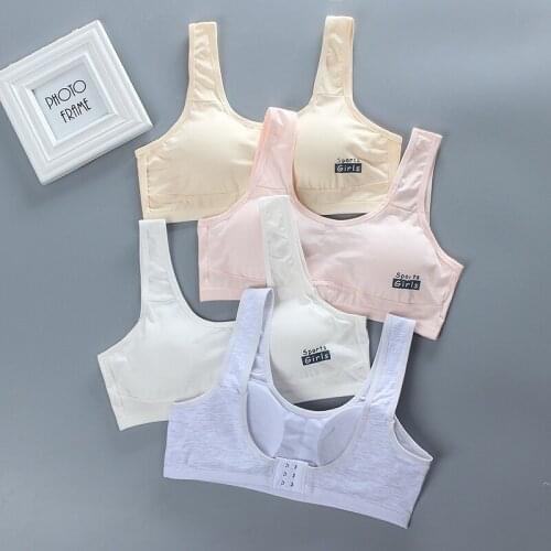 Puberty Young Girls Cotton Bras Kids Training Letter Underwear Teens Students Soft Vest Sports Lingerie Underclothes for 8-18Y