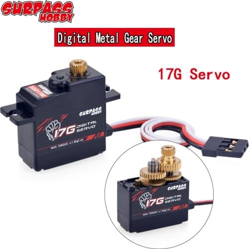 SURPASS Hobby Metal Gear 17g Micro Mini Servos S0017M Servo for RC 1/18 1/16 1/14 Helicoper Airplane Truck Car ship Boat Robot