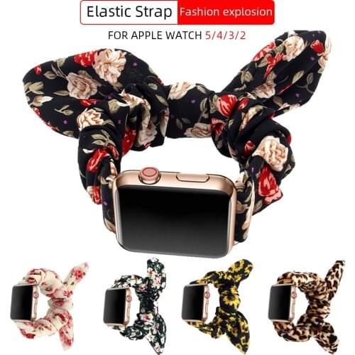 Scrunchie Fabric Elastic Watch Strap for Apple Watch 6 se 5/4/3 Fashion Bracelet for Women Wristband 38/40/42/44mm Watch Band