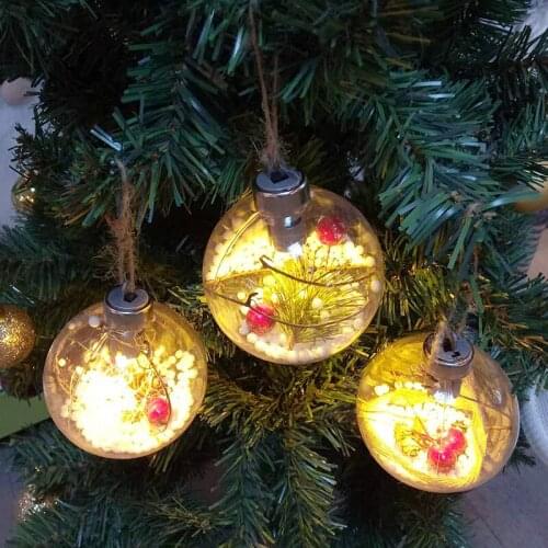 Christmas Tree LED Lamp Decor Ball Xmas Pendant Hanging Plastic Clear Bauble Ornament Ball Christmas Decorations for Home