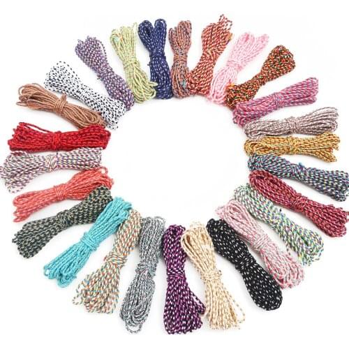 2mm Mix Colors 2-4 Twisted Cord Rope Polyester Braid Rope Craft 5M For Handmade Decoration DIY Lanyard Ficelles Thread Cord