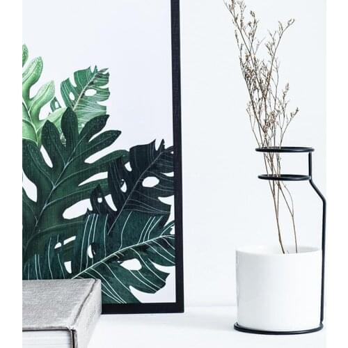 Modern Ceramic Vase Elegant Iron Porcelain Vase Pottery Water Plants Planter Nordic Flower Vase Table Decor for Home Office