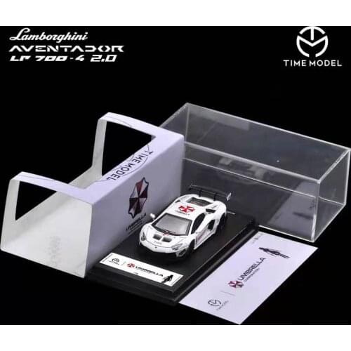 Time Model 1/64 LB LP700-4 Aventador 2.0 Super White Umbrella Limited Edition Diecast Toy 1:64 Model Car Vehicle with Case