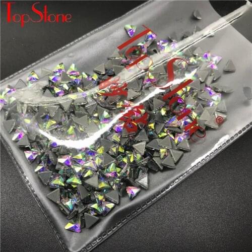 TopStone 5mm Tri-angle Flatback Hotfix Rhinestone Crystal AB Iron On Stone Nail Art Crystals
