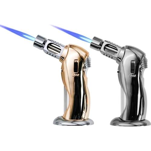 Windproof Cigar Gas Lighter Refillable Metal Spray Gun Desktop Straight Butane Torch Welding Smoking Accessories Free Shipping