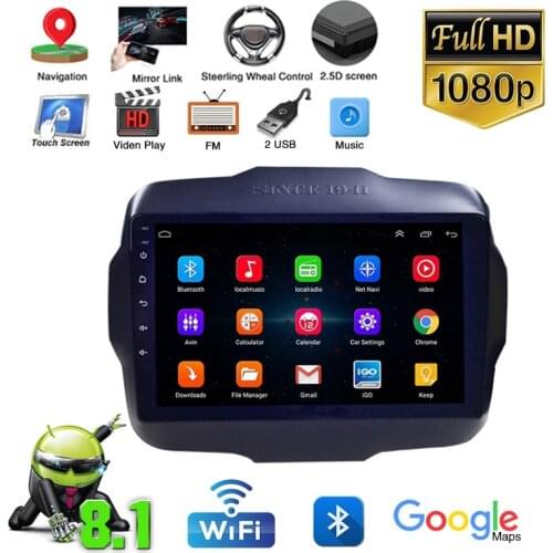 Car Electronics DVR/Dash 9" Android 8.1 Stereo Radio GPS Navigation MP5 Wifi For Jeep Renegade 2016 2017 Car Radios 16GB