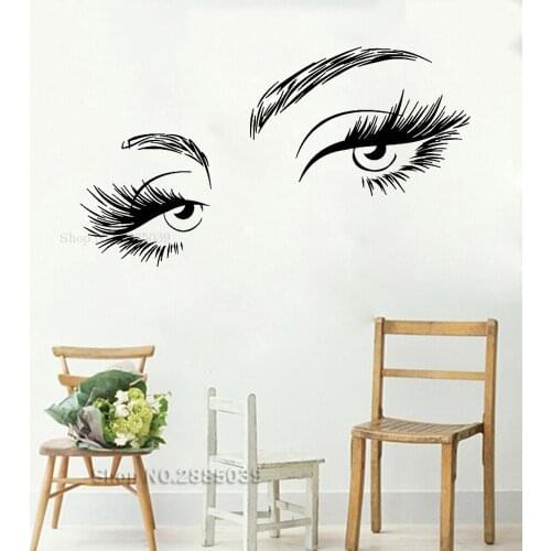 Vinyl Wall Sticker Decals Beautiful Sexy Girl Eyelash Woman Eyes Stickers Girls Bedroom Fashion Decor Wallpapers Removable LC547