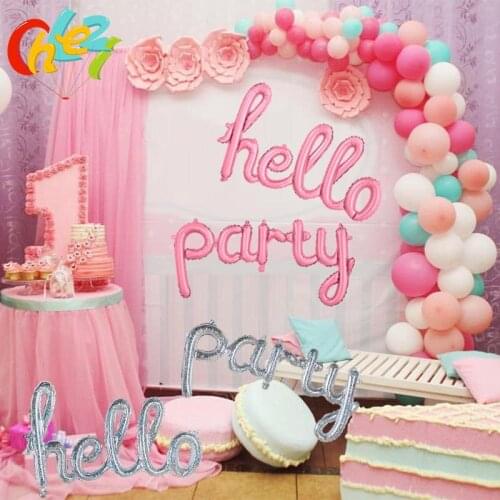 1PCS Ligatures Letter Foil Balloon Hello Party Birthday Party Decoration Laser Silver Cute Pink Anniversary WIne Party Balloon