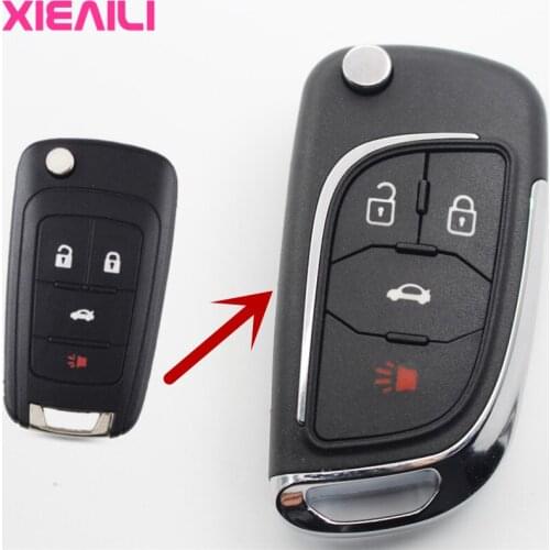 XIEAILI 10Pcs OEM 4Button Modified Flip Folding Remote Key Case Shell For Chevrolet Malibu Key Fob Case S499