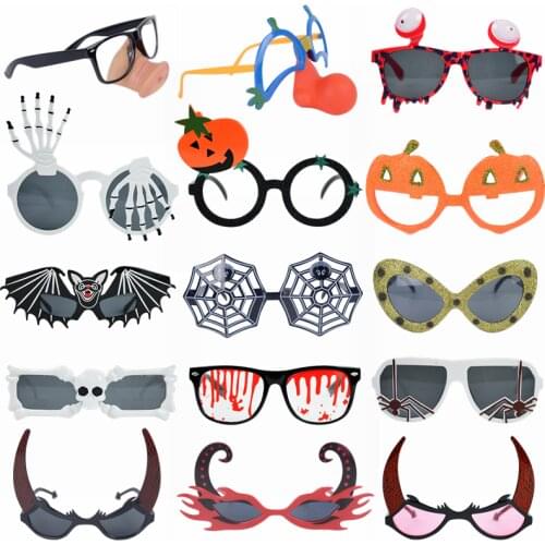1Pc Halloween Glasses Horns Clown Spider Pumpkin Glasses Halloween Party Photo Eyeball Prop Decoration Funny Sunglasses